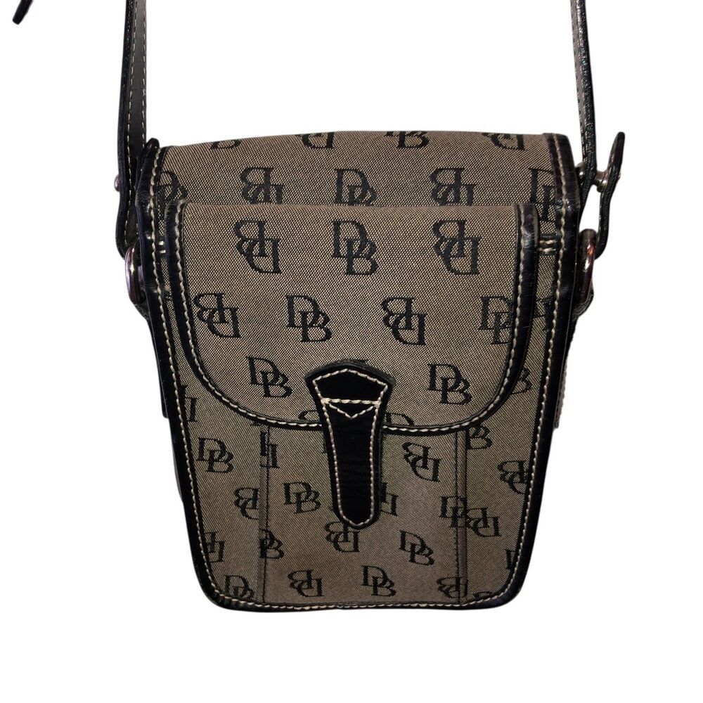 Dooney Bourke Inc Womens Gray Black Logo Monogram Sling Purse Mini Crossbody Bag